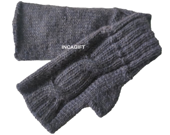 Real alpaca fingerless gloves DENIM handmade in Peru - Alpaca gloves for women - Peruvian Products