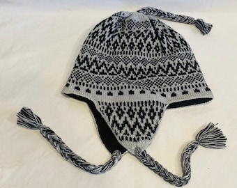 Handmade Alpaca Chullo Hat: Peruvian Knit Ear Flap with Fleece Lining
