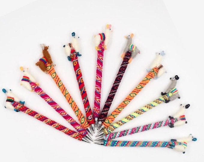 1 pack- 2 pack - 5 pack Alpaca / Llama pen made in Peru by hand/Llama Keychain, ethnic decoration, anniversary gifts, gift bag filler access