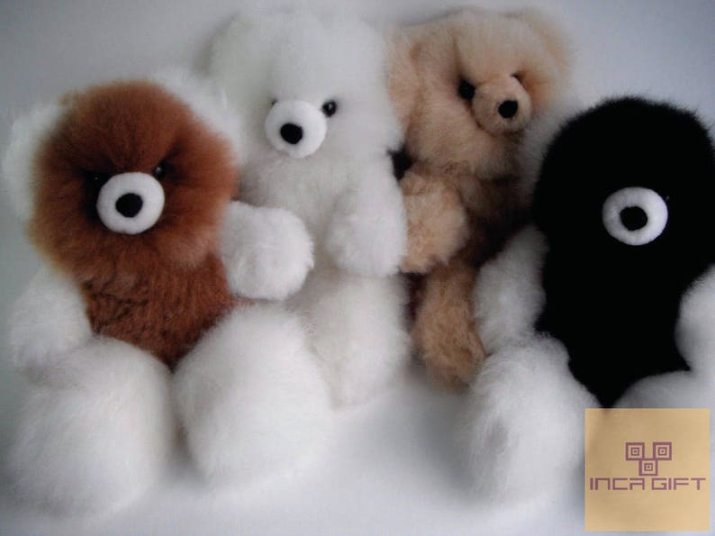 6in 15in Real Super Baby Alpaca Fur Teddy Bear Peruvian Products Stuffed Alpaca Toys Handmade image 6