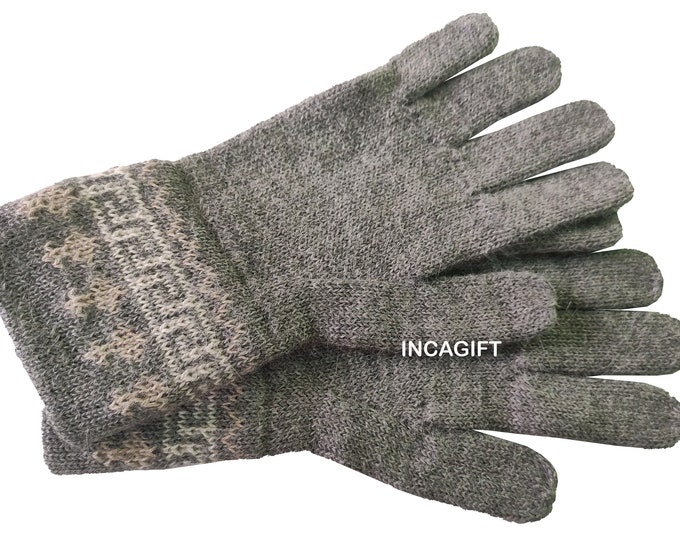 100% ALPACA -Gray Alpaca gloves handmade in Peru - Alpaca gloves for women -Peruvian Products