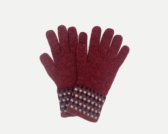 100% ALPACA - Burgundy Melange Alpaca gloves handmade in Peru - Alpaca gloves for women -Peruvian Products