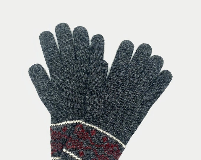 100% ALPACA - Charcoal Alpaca gloves handmade in Peru - Alpaca gloves for women -Peruvian Products