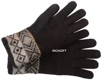 100% ALPACA - Black Alpaca gloves handmade in Peru - Alpaca gloves for women -Peruvian Products