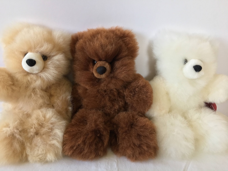 6in 15in Real Super Baby Alpaca Fur Teddy Bear Peruvian Products Stuffed Alpaca Toys Handmade image 1