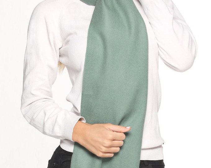 100% Baby Alpaca Scarf  - Emerald Peruvian Handmade Scarf-  Solid Weave Brushed Scarf
