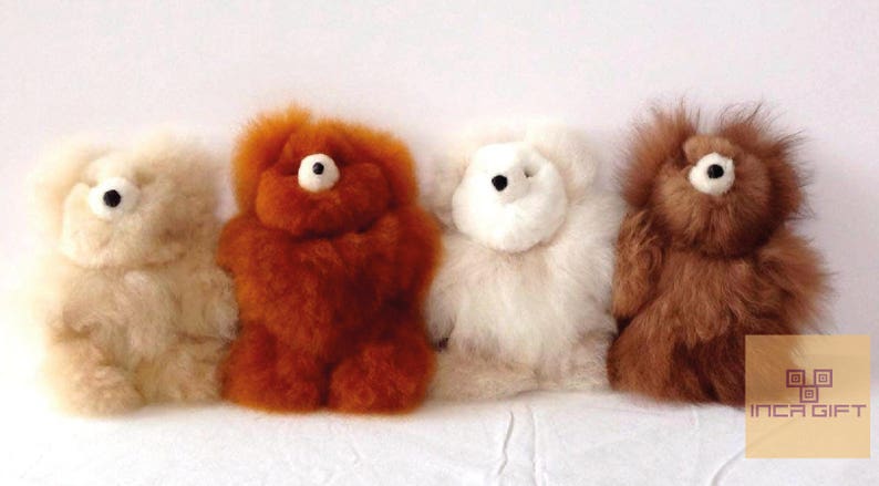 100% Real Baby Alpaca Fur Teddy Bear 6 In 15 In Assorted Colors Peruvian Art Stuffed Alpaca Toy image 4