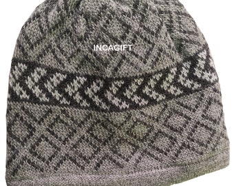 100% ALPACA - alpaca hat handmade in Peru - Fleece Lining  Alpaca hat for women Winter Hat hat -Peruvian Hat -Peruvian Products Gray