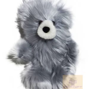 Gray 10 IN - 13 IN / PREMIUM Baby Alpaca Suri Fur Teddy Bear- Stuffed Toy from Peru Plush llama Toy - Special gift handmade in Peru
