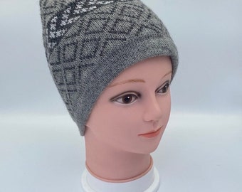 100% ALPACA - alpaca hat handmade in Peru - Fleece Lining  Alpaca hat for women Winter Hat hat -Peruvian Hat -Peruvian Products Gray