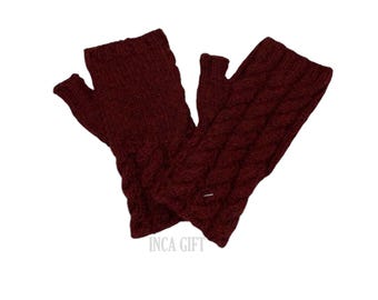 100% ALPACA - alpaca fingerless gloves- handmade in Peru - Alpaca texting gloves for women- Peruvian Products