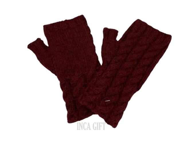 100% ALPACA - alpaca fingerless gloves- handmade in Peru - Alpaca texting gloves for women- Peruvian Products