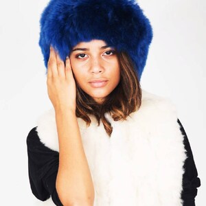 Women's White Baby Alpaca Fur Mongolian Hat - Satin Lined, Handmade In Peru