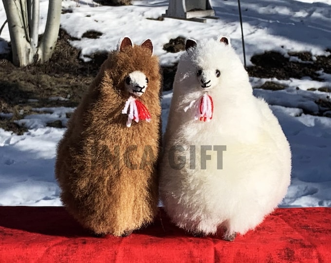 6 IN-7 IN-9 IN  Handmade Baby Alpaca Mini Stuffed Animal Plush Alpaca / Llama  fur teddy alpaca Peruvian alpaca fur stuffed animal toy