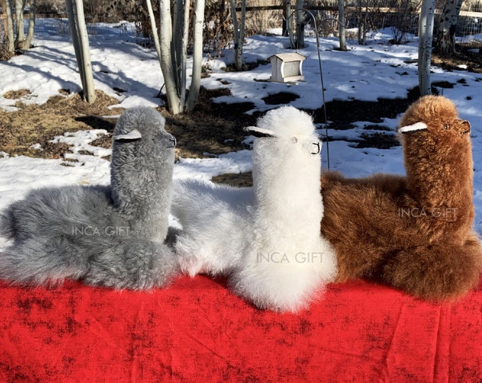 9 IN Handmade Alpaca Stuffed Animal Plush Alpaca 9 IN/ Llama  fur teddy alpaca handmade Peruvian alpaca fur stuffed animal toy