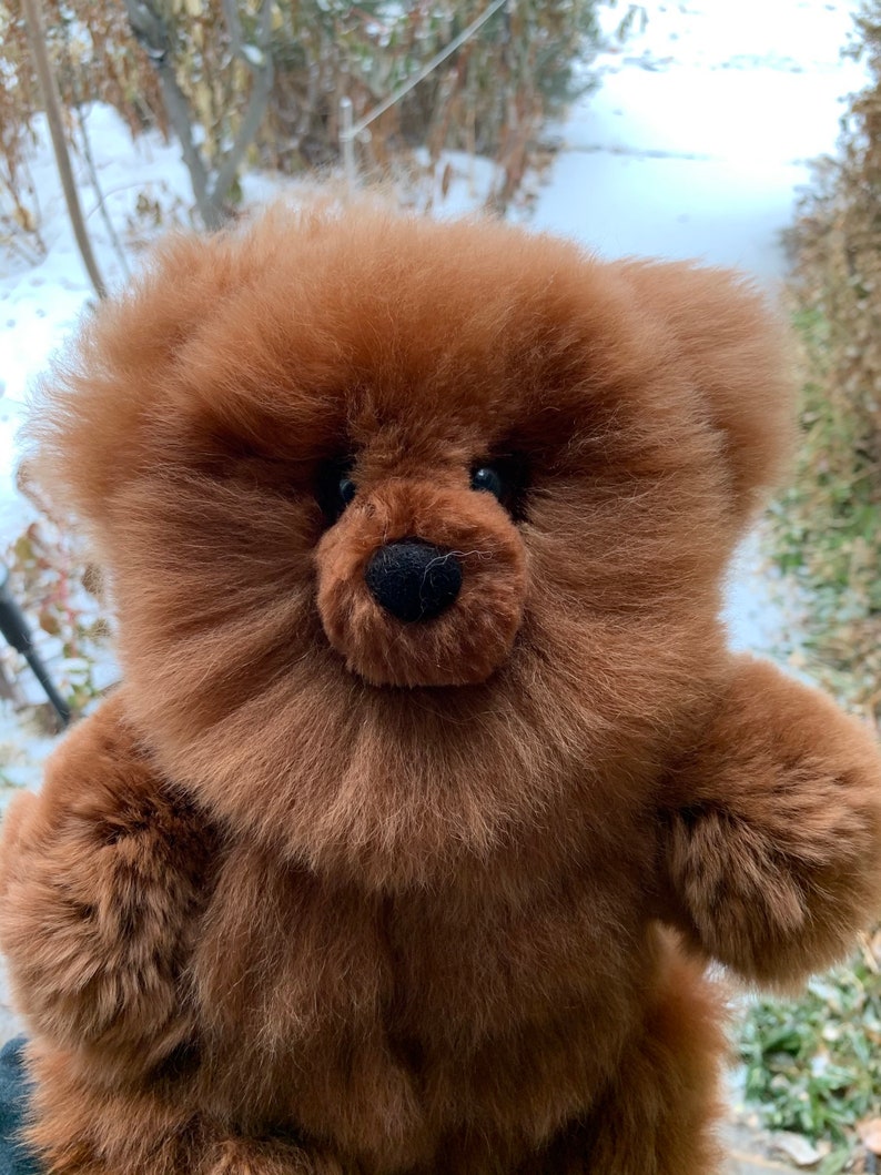 6in 15in Real Super Baby Alpaca Fur Teddy Bear Peruvian Products Stuffed Alpaca Toys Handmade image 3