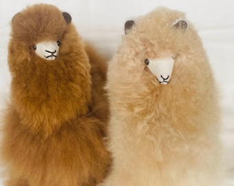 Handmade 12in Native Baby Alpaca Fur Stuffed Animal -Peruvian Plush