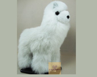 9IN  PREMIUM Handmade Alpaca Stuffed Animal Plush Alpaca  Fur/Llama fur teddy alpaca Standing handmade Peruvian alpaca fur animal toy