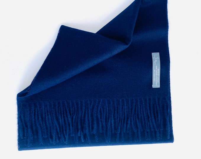 100% Baby Alpaca Scarf  - NAVY Peruvian Handmade Scarf-  Solid Weave Brushed Scarf