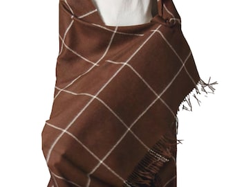 100% Premium Plaid Woven Baby Alpaca Throw Blanket -Broad Selection of blankets made in Peru -Peruvian products Chocolate throw wedding gift