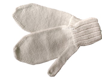 100% ALPACA - Alpaca mittens handmade in Peru -for men women winter mittens fancy -Snow Mittens Peruvian Products White (Natural)