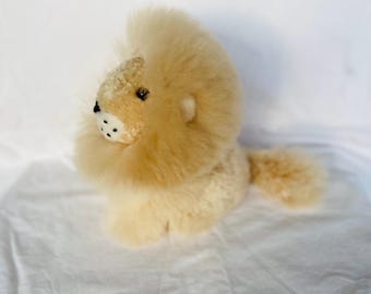 10 IN Super Baby Alpaca Fur Lion - Real Alpaca fur -Stuffed Toy - Plush Peruvian Toy from Peruvian Artisans-  Special gift