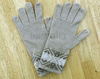100% ALPACA -Beige  Melange alpaca gloves handmade in Peru - Alpaca gloves for women -Peruvian Products