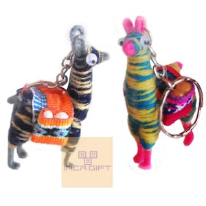1 or 2 PACK  5 PACK Tiny Llama Keychain ethnic decoration gift bag accessories, Andean Collectible Handcrafted Miniature Figurine