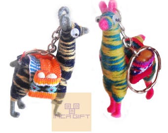 1 or 2 PACK  5 PACK Tiny Llama Keychain ethnic decoration gift bag accessories, Andean Collectible Handcrafted Miniature Figurine