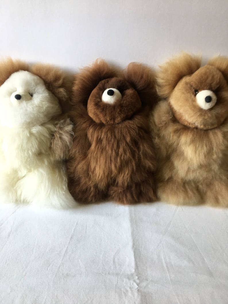 100% Real Baby Alpaca Fur Teddy Bear 6 In 15 In Assorted Colors Peruvian Art Stuffed Alpaca Toy image 5