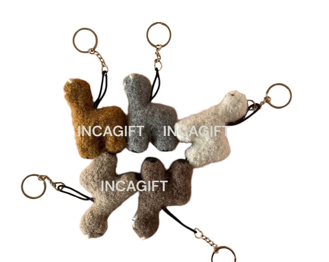 KEYCHAIN Needle Felted Alpaca  Sculptures: Felted Animals by Hand in Alpaca Fiber made in peru 3.5 IN