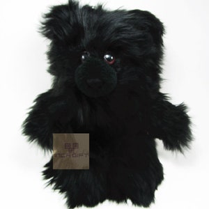 Handmade Black Baby Alpaca Fur Teddy Bear - Peruvian Stuffed Animal