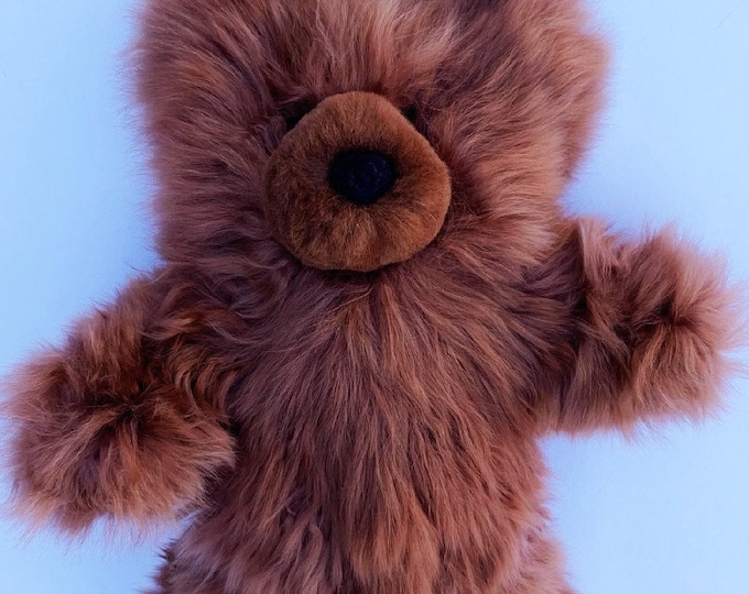 10 IN - 13 IN Real Super Baby Alpaca Suri Teddy  Bear Brown Peruvian Stuffed Alpaca Toys -Handmade Fur toy -Alpaca stuffed animal from Peru