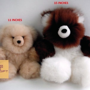 6in 15in Real Super Baby Alpaca Fur Teddy Bear Peruvian Products Stuffed Alpaca Toys Handmade image 7