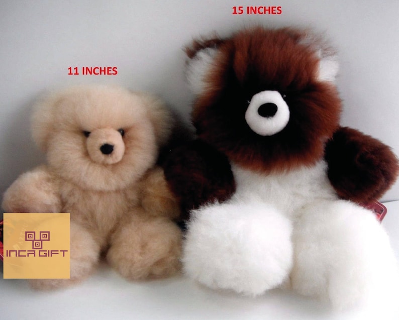 6in 15in Real Super Baby Alpaca Fur Teddy Bear Peruvian Products Stuffed Alpaca Toys Handmade image 7