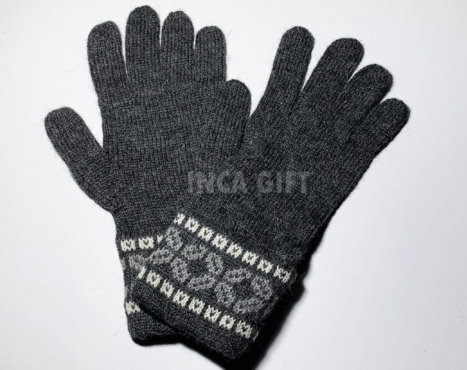 100% ALPACA - Charcoal Alpaca gloves handmade in Peru - Alpaca gloves for women -Peruvian Products