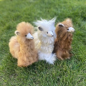 11 IN & 9 IN Handmade Alpaca Stuffed Animal Plush Alpaca SURI Fur  / Llama  fur teddy alpaca handmade Peruvian alpaca fur animal toy