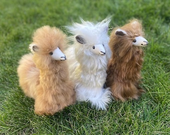 11 IN & 9 IN Handmade Alpaca Stuffed Animal Plush Alpaca SURI Fur  / Llama  fur teddy alpaca handmade Peruvian alpaca fur animal toy