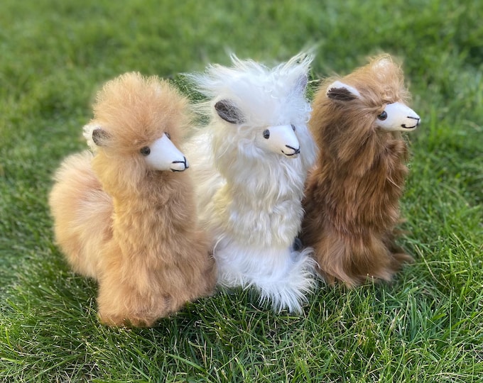 11 IN & 9 IN Handmade Alpaca Stuffed Animal Plush Alpaca SURI Fur  / Llama  fur teddy alpaca handmade Peruvian alpaca fur animal toy