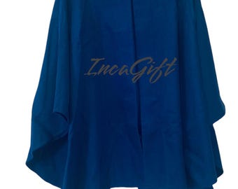 Genuine baby alpaca cape with fur- classic design authentic wool peruvian cape