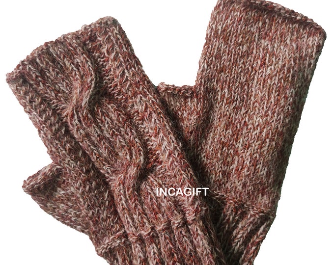 Real alpaca fingerless gloves Mix handmade in Peru - Alpaca gloves for women - Peruvian Products