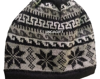 100% ALPACA - alpaca hat handmade in Peru - Fleece Lining  Alpaca hat for women Winter Hat hat -Peruvian Hat -Peruvian Products Black