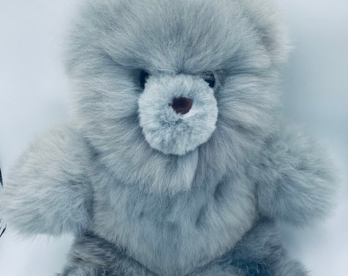 19.6 IN Real Super Baby Alpaca GRAY Teddy  Bear Peruvian Stuffed Alpaca Toys-Handmade llama Fur toy-Alpaca stuffed animal from Peru