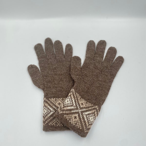 100% ALPACA -Brown  Melange alpaca gloves handmade in Peru - Alpaca gloves for  women  Gloves fancy -Peruvian Products