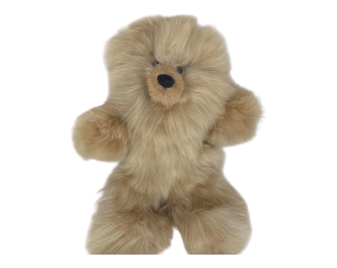 10 IN - 13 IN Real Super Baby Alpaca Suri Teddy  Bear BEIGE Peruvian Stuffed Alpaca Toys -Handmade Fur toy -Alpaca stuffed animal from Peru
