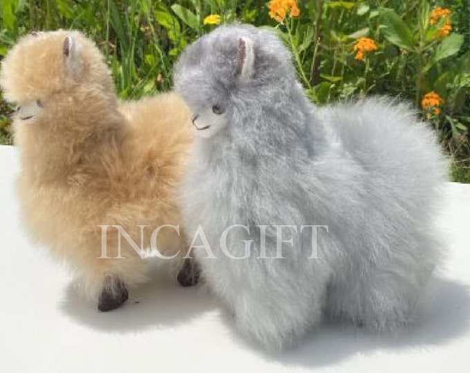 Handmade 9in Alpaca Fur Plush Llama: Peruvian Stuffed Animal