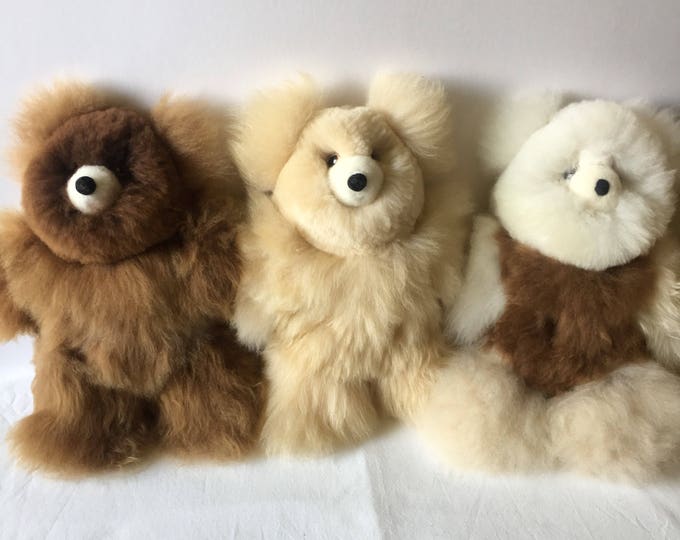 100% Real Baby Alpaca Fur Teddy Bear   6 In - 15 In Assorted Colors - Peruvian Art- Stuffed Alpaca Toy