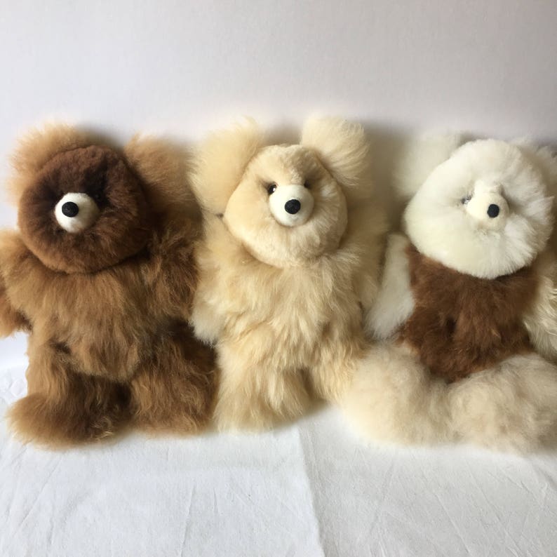 100% Real Baby Alpaca Fur Teddy Bear 6 In 15 In Assorted Colors Peruvian Art Stuffed Alpaca Toy image 1