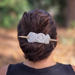 Pinza para el cabello/pasador de moño/clip de macramé en colores neutros