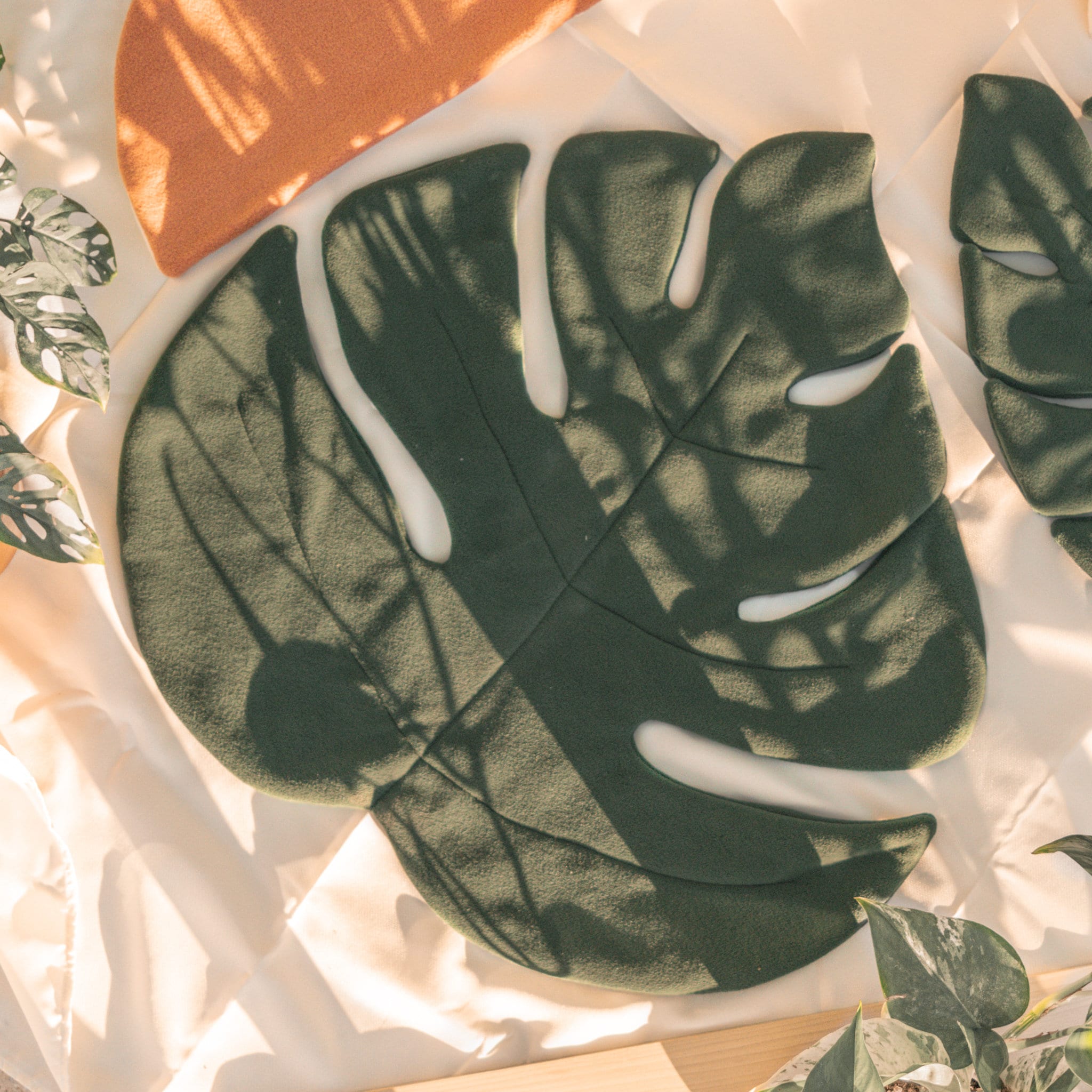 Monstera Leaf Cat Play Mat Washable Boho Pet Furniture
